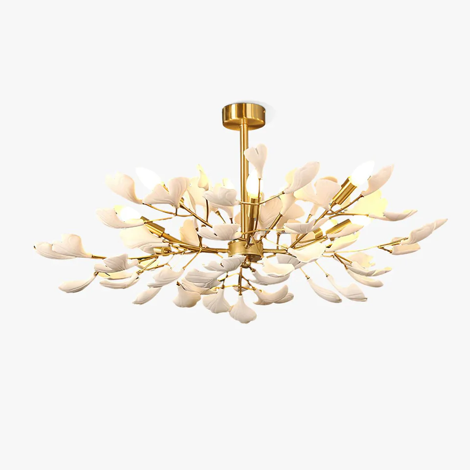 Leaf Chandelier – Gingko J Ceramic and Brass Statement Fixture | Brighthouse